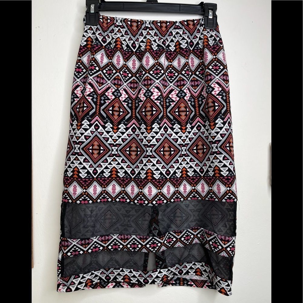 Wild Rose Large Elastic waist skirt, print skirt, knee length casual/work